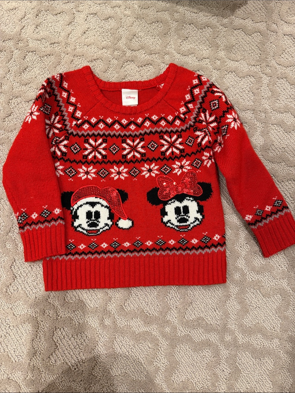 Disney Red Minnie & Mickey Kids Holiday Sweater